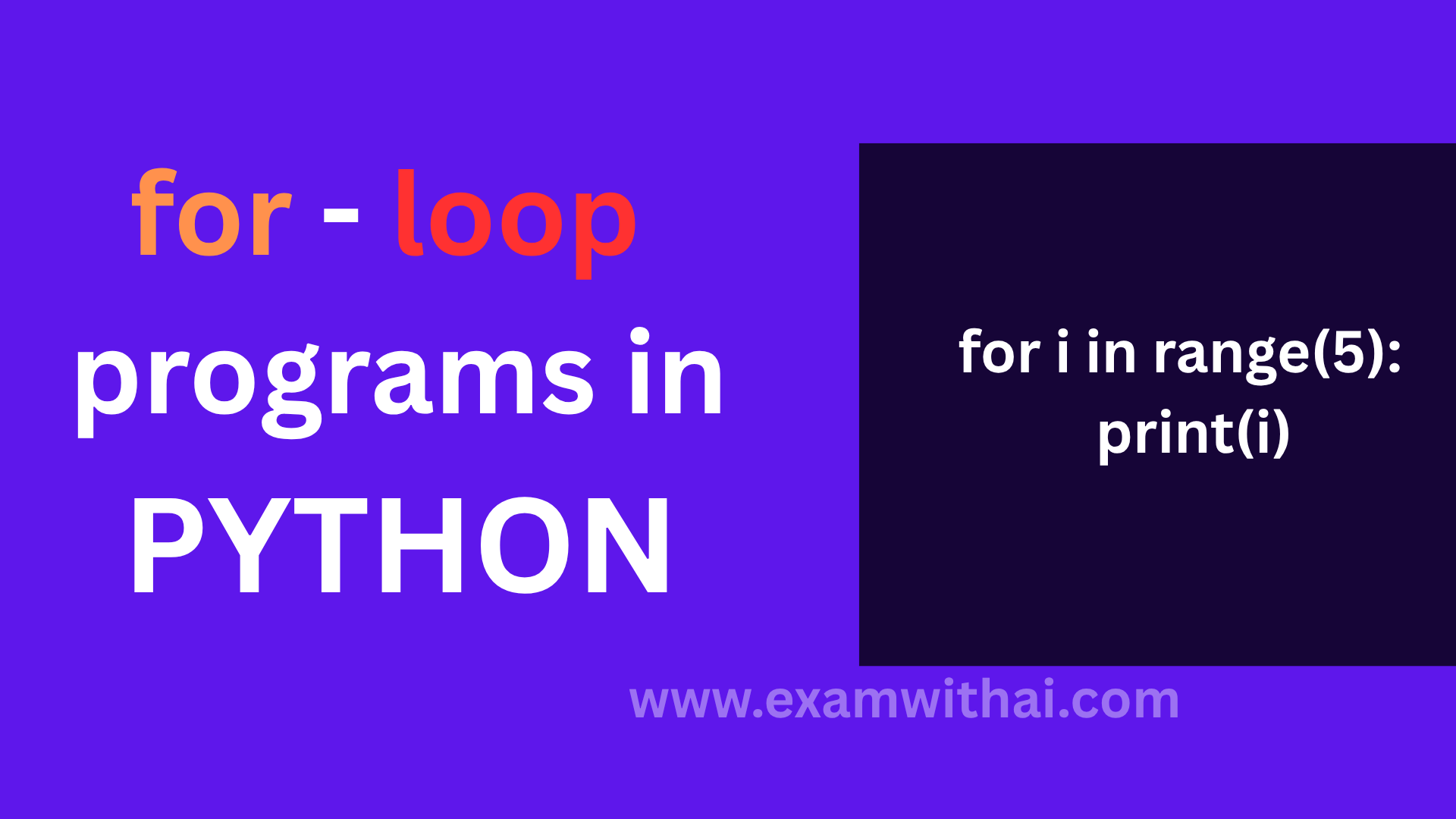 For Loop Programs in Python: Important   for O Level Exam