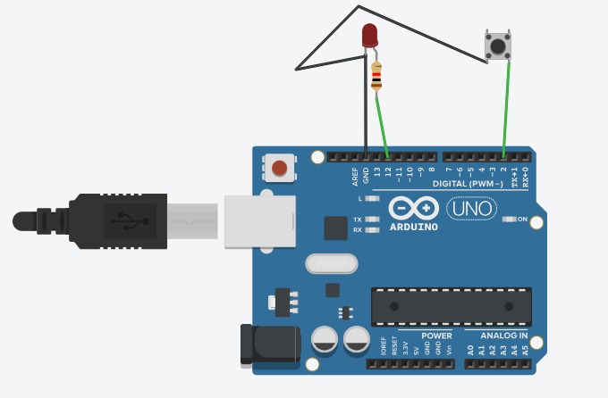 Glow LED with Push Button in IoT