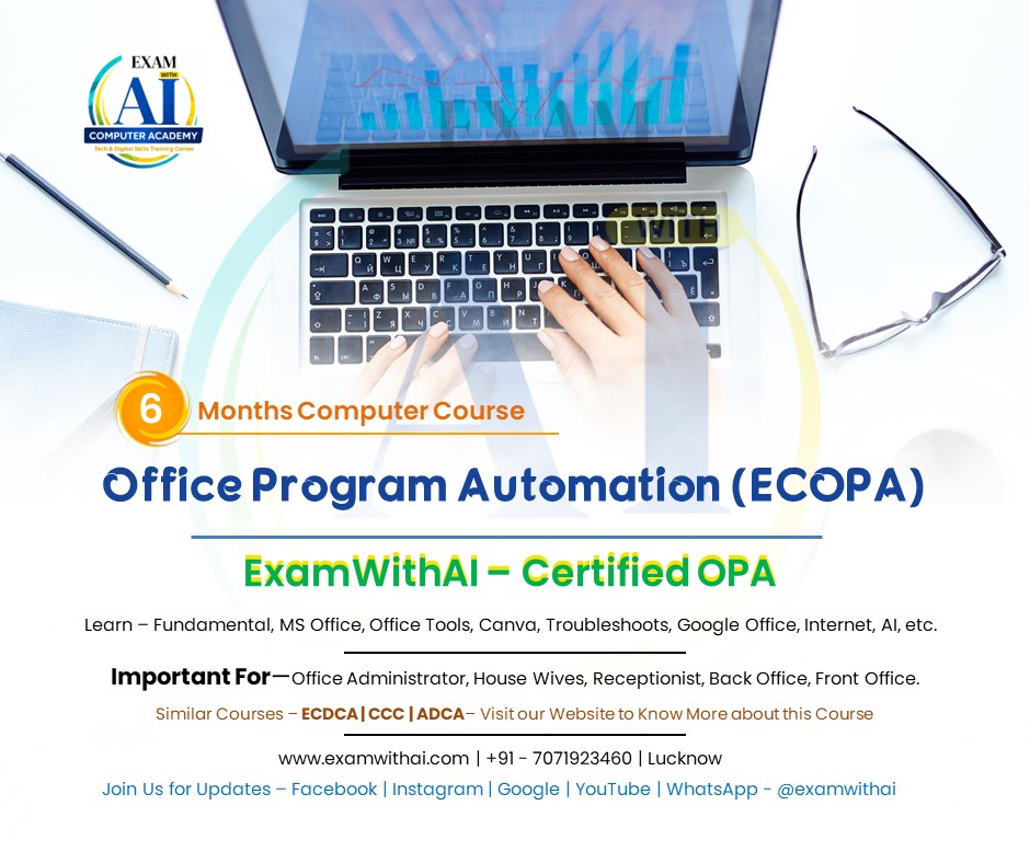 Certified Office Program Automation Course in Lucknow | ECOPA Course | 6 Months 4 ecopa course